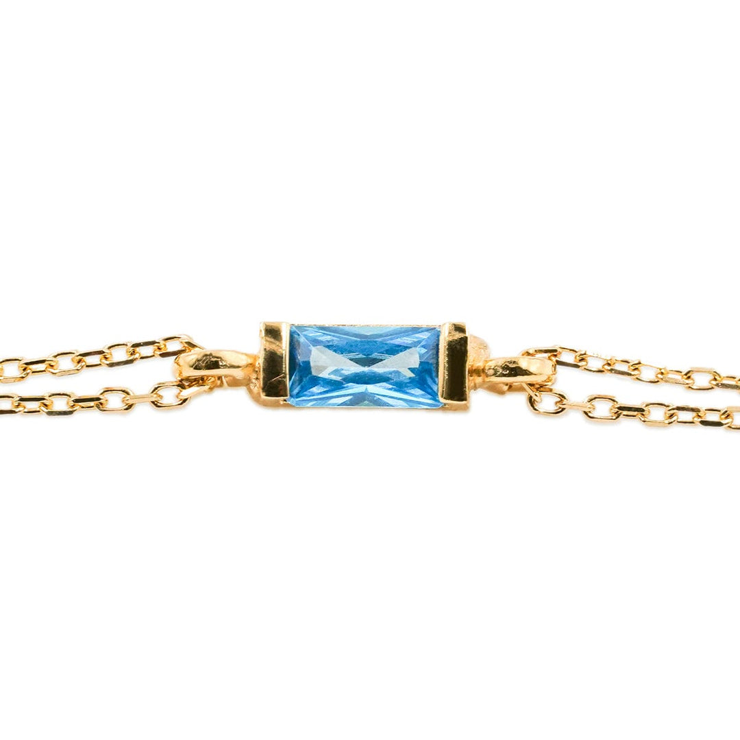 Blue Baguette Double Chain