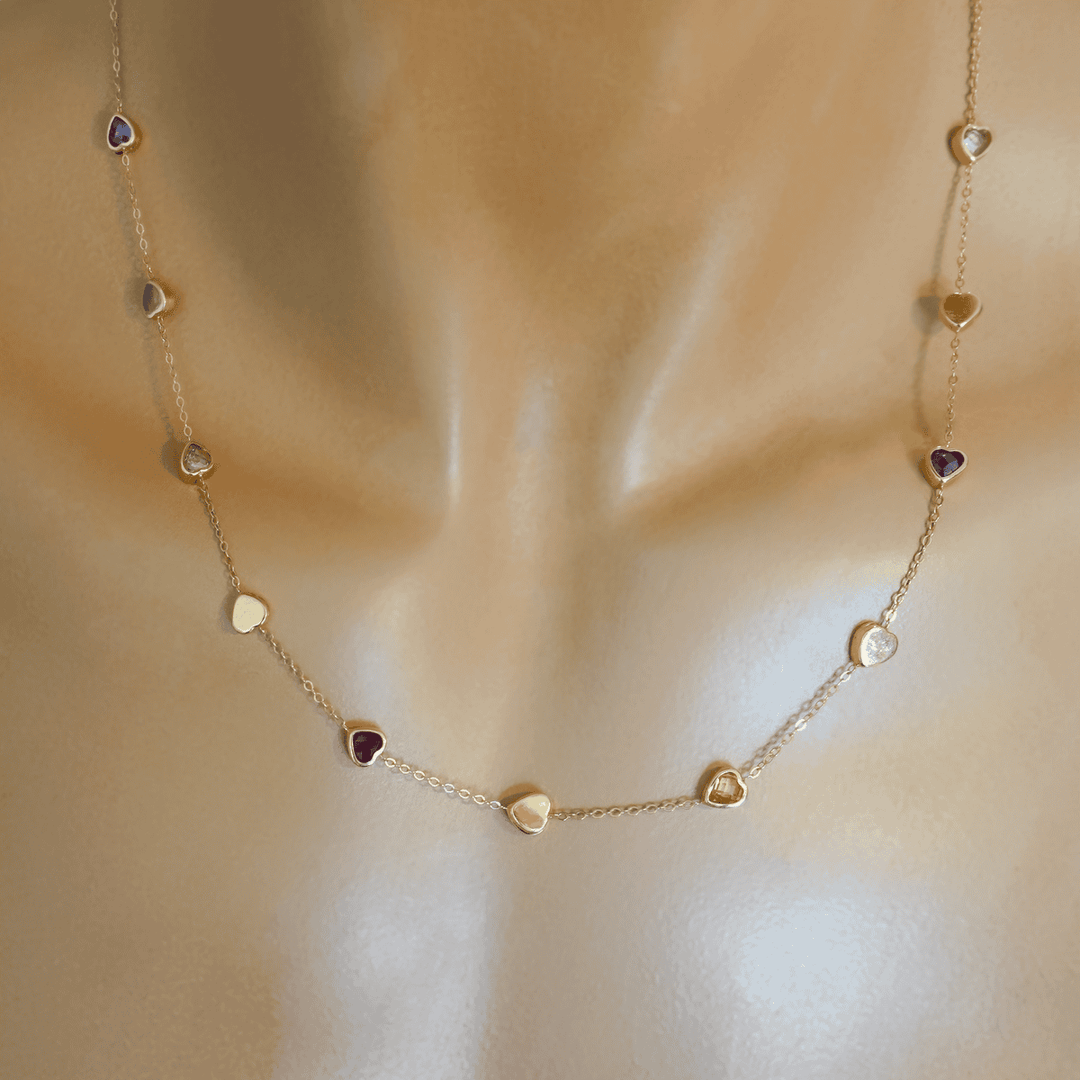 Heart Multi color Chain Necklace