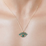 Load image into Gallery viewer, Evil Eye Pendant Necklace - Emerald Green
