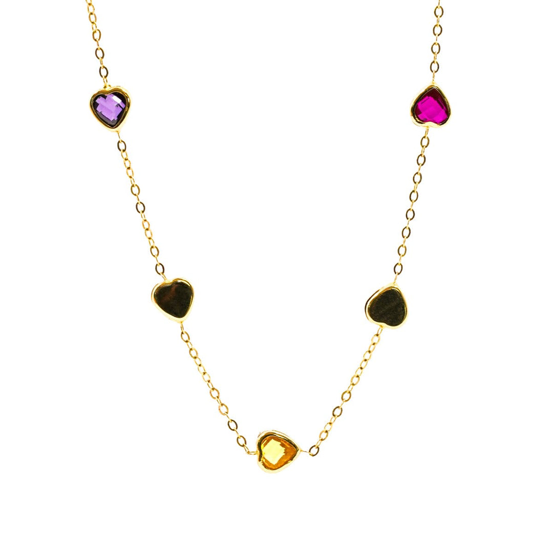 Heart Multi color Chain Necklace