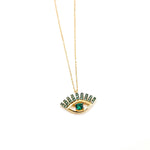 Load image into Gallery viewer, Evil Eye Pendant Necklace - Emerald Green
