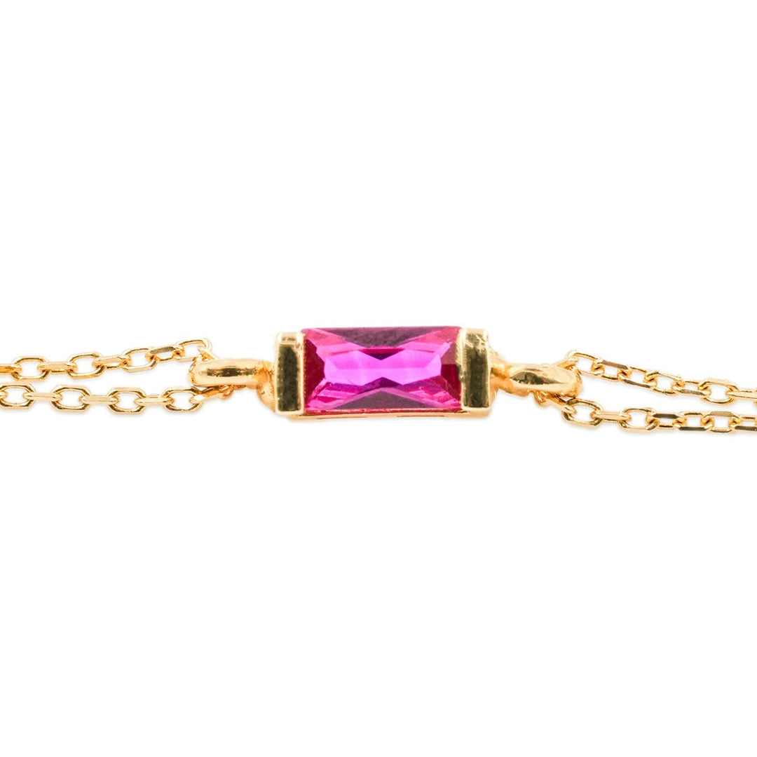 Pink Baguette Double Chain